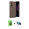 MARSİLYAN™- Poco X7 Pro Kılıf Yankı Yansıma Özel Seri - Siyah 3D Antistatik Cam Ekran Koruyucu + Gümüş Raze Metal Kamera Lens