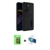 MARSİLYAN™- Poco X7 Pro Kılıf Yörünge Işık Serisi - Siyah 3D Antistatik Seramik Nano Ekran Koruyucu + Raze Metal Kamera Lens - GS