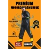 MARSiLYAN- Premium Motorcu Kurye Yağmurluk Takım Su Geçirmez PVC Kumaş Reflektörlü TÜBİTAK Onaylı - Siyah
