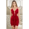MARSiLYAN-  Red Ruffle Desire Dekolteli Fırfırlı Kırmızı Mini Elbise