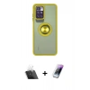 MARSİLYAN™- Redmi 10 2022 Kılıf Yörünge Çizgi - Şeffaf Pasifik Cam Ekran Koruyucu + Kamera Lens Koruma Cam - SF