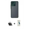 MARSİLYAN™- Redmi 10C Kılıf Ahenk Çizgi Serisi - Şeffaf Pasifik Cam Ekran Koruyucu + Kamera Lens Koruma Cam - SF