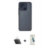 MARSİLYAN™- Redmi 10C Kılıf Ahenk Çizgi Serisi - Şeffaf Pasifik Cam Ekran Koruyucu + Kamera Lens Koruma Cam - SF