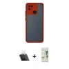 MARSİLYAN™- Redmi 10C Kılıf Ahenk Çizgi Serisi - Siyah 20D Premium Cam Ekran Koruyucu + Kamera Lens Koruma Cam - SF