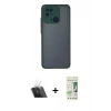 MARSİLYAN™- Redmi 10C Kılıf Ahenk Çizgi Serisi - Siyah 20D Premium Cam Ekran Koruyucu + Kamera Lens Koruma Cam - SF