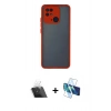 MARSİLYAN™- Redmi 10C Kılıf Ahenk Çizgi Serisi - Siyah 3D Antistatik Cam Ekran Koruyucu + Kamera Lens Koruma Cam - SF