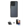 MARSİLYAN™- Redmi 10C Kılıf Ahenk Çizgi Serisi - Siyah 3D Antistatik Mat Seramik Nano Ekran Koruyucu + Kamera Lens Koruma Cam - SF