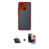MARSİLYAN™- Redmi 10C Kılıf Ahenk Çizgi Serisi - Siyah 3D Antistatik Mat Seramik Nano Ekran Koruyucu + Kamera Lens Koruma Cam - SF