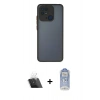 MARSİLYAN™- Redmi 10C Kılıf Ahenk Çizgi Serisi - Siyah Joko Magic 5D Cam + Şeffaf Kamera Lens Koruma Cam
