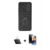 MARSİLYAN™- Redmi 10C Kılıf Ahenk Klasik - Siyah 3D Antistatik Mat Seramik Nano Ekran Koruyucu + Kamera Lens Koruma Cam - SF
