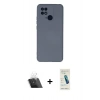 MARSİLYAN™- Redmi 10C Kılıf Ahenk Serisi - Şeffaf Pasifik Cam Ekran Koruyucu + Kamera Lens Koruma Cam - SF