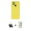 MARSİLYAN™- Redmi 10C Kılıf Ahenk Serisi - Siyah 20D Premium Cam Ekran Koruyucu + Kamera Lens Koruma Cam - SF