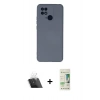 MARSİLYAN™- Redmi 10C Kılıf Ahenk Serisi - Siyah 20D Premium Cam Ekran Koruyucu + Kamera Lens Koruma Cam - SF