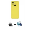 MARSİLYAN™- Redmi 10C Kılıf Ahenk Serisi - Siyah 3D Antistatik Cam Ekran Koruyucu + Kamera Lens Koruma Cam - SF