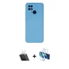 MARSİLYAN™- Redmi 10C Kılıf Ahenk Serisi - Siyah 3D Antistatik Cam Ekran Koruyucu + Kamera Lens Koruma Cam - SF