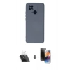 MARSİLYAN™- Redmi 10C Kılıf Ahenk Serisi - Siyah 3D Antistatik Mat Seramik Nano Ekran Koruyucu + Kamera Lens Koruma Cam - SF