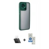MARSİLYAN™- Redmi 10C Kılıf Eksen Doku Prime - Şeffaf Royal Nano Ekran Koruyucu + Kamera Lens Koruma Cam - SF