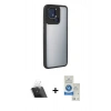 MARSİLYAN™- Redmi 10C Kılıf Eksen Doku Prime - Şeffaf Royal Nano Ekran Koruyucu + Kamera Lens Koruma Cam - SF