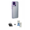 MARSİLYAN™- Redmi 10C Kılıf Eksen Doku Prime - Şeffaf Royal Nano Ekran Koruyucu + Kamera Lens Koruma Cam - SF