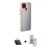 MARSİLYAN™- Redmi 10C Kılıf Eksen Doku Prime - Şeffaf Royal Nano Ekran Koruyucu + Kamera Lens Koruma Cam - SF
