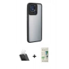 MARSİLYAN™- Redmi 10C Kılıf Eksen Doku Prime - Siyah 20D Premium Cam Ekran Koruyucu + Kamera Lens Koruma Cam - SF