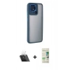 MARSİLYAN™- Redmi 10C Kılıf Eksen Doku Prime - Siyah 20D Premium Cam Ekran Koruyucu + Kamera Lens Koruma Cam - SF