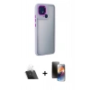 MARSİLYAN™- Redmi 10C Kılıf Eksen Doku Prime - Siyah 3D Antistatik Mat Seramik Nano Ekran Koruyucu + Kamera Lens Koruma Cam - SF