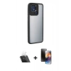 MARSİLYAN™- Redmi 10C Kılıf Eksen Doku Prime - Siyah 3D Antistatik Mat Seramik Nano Ekran Koruyucu + Kamera Lens Koruma Cam - SF