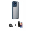 MARSİLYAN™- Redmi 10C Kılıf Eksen Doku Prime - Siyah 3D Antistatik Mat Seramik Nano Ekran Koruyucu + Kamera Lens Koruma Cam - SF