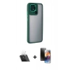 MARSİLYAN™- Redmi 10C Kılıf Eksen Doku Prime - Siyah 3D Antistatik Mat Seramik Nano Ekran Koruyucu + Kamera Lens Koruma Cam - SF