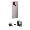 MARSİLYAN™- Redmi 10C Kılıf Eksen Doku Prime - Siyah 3D Antistatik Mat Seramik Nano Ekran Koruyucu + Kamera Lens Koruma Cam - SF