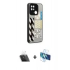 MARSİLYAN™- Redmi 10C Kılıf Odak Klasik Serisi - Siyah 3D Antistatik Cam Ekran Koruyucu + Kamera Lens Koruma Cam - SF