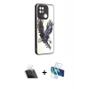 MARSİLYAN™- Redmi 10C Kılıf Odak Klasik Serisi - Siyah 3D Antistatik Cam Ekran Koruyucu + Kamera Lens Koruma Cam - SF