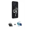 MARSİLYAN™- Redmi 10C Kılıf Odak Klasik Serisi - Siyah 3D Antistatik Cam Ekran Koruyucu + Kamera Lens Koruma Cam - SF