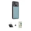 MARSİLYAN™- Redmi 10C Kılıf Vadi Minimal - Siyah 20D Premium Cam Ekran Koruyucu + Şeffaf Kamera Lens Koruma Cam