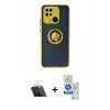 MARSİLYAN™- Redmi 10C Kılıf Yörünge Çizgi - Şeffaf Royal Nano Ekran Koruyucu + Kamera Lens Koruma Cam - SF