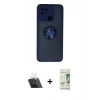 MARSİLYAN™- Redmi 10C Kılıf Yörünge Çizgi - Siyah 20D Premium Cam Ekran Koruyucu + Kamera Lens Koruma Cam - SF