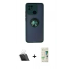 MARSİLYAN™- Redmi 10C Kılıf Yörünge Çizgi - Siyah 20D Premium Cam Ekran Koruyucu + Kamera Lens Koruma Cam - SF