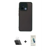 MARSİLYAN™- Redmi 12C Kılıf Ahenk Çizgi Serisi - Şeffaf Pasifik Cam Ekran Koruyucu + Şeffaf Kamera Lens Koruma Cam