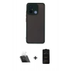 MARSİLYAN™- Redmi 12C Kılıf Ahenk Çizgi Serisi - Siyah 6D Antistatik Mat Seramik Hayalet Nano Ekran Koruyucu + Kamera Lens Koruma Cam - SF