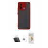 MARSİLYAN™- Redmi 12C Kılıf Ahenk Çizgi Serisi - Siyah Mat Seramik Nano Ekran Koruyucu + Kamera Lens Koruma Cam - SF