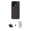 MARSİLYAN™- Redmi 12C Kılıf Ahenk Çizgi Serisi - Siyah Mat Seramik Nano Ekran Koruyucu + Kamera Lens Koruma Cam - SF