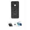 MARSİLYAN™- Redmi 12C Kılıf Ahenk Klasik - Siyah 3D Antistatik Cam Ekran Koruyucu + Kamera Lens Koruma Cam - SF