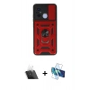 MARSİLYAN™- Redmi 12C Kılıf Ahenk Klasik - Siyah 3D Antistatik Cam Ekran Koruyucu + Kamera Lens Koruma Cam - SF
