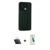 MARSİLYAN™- Redmi 12C Kılıf Çekirdek Yansıma - Şeffaf Pasifik Cam Ekran Koruyucu + Şeffaf Kamera Lens Koruma Cam
