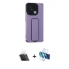 MARSİLYAN™- Redmi 12C Kılıf Çekirdek Yansıma - Siyah 3D Antistatik Cam Ekran Koruyucu + Kamera Lens Koruma Cam - SF