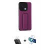 MARSİLYAN™- Redmi 12C Kılıf Çekirdek Yansıma - Siyah 3D Antistatik Cam Ekran Koruyucu + Kamera Lens Koruma Cam - SF
