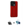 MARSİLYAN™- Redmi 12C Kılıf Çekirdek Yansıma - Siyah 3D Antistatik Cam Ekran Koruyucu + Kamera Lens Koruma Cam - SF
