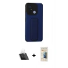 MARSİLYAN™- Redmi 12C Kılıf Çekirdek Yansıma - Siyah 6D Mat Seramik Hayalet Nano Ekran Koruyucu + Kamera Lens Koruma Cam - SF