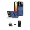 MARSİLYAN™- Redmi 12C Kılıf Kıvılcım Modern Serisi - Siyah 3D Antistatik Hayalet Cam Ekran Koruyucu + Kamera Lens Koruma Cam - SF